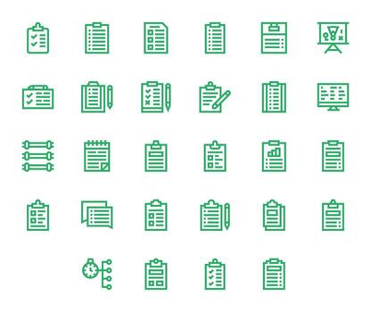 28 Retina Ready Bold Line Icons for Task List with PIXEL Perfect precision vector