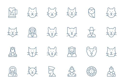 Head Icon Toolkit featuring 24 Grid Fitted High Resolution Thin Line elements vector