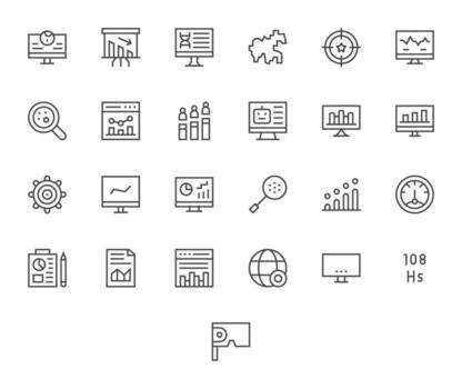 25 Icons for Visualization optimized in Pixel Optimized High Resolution Regular Line resolution vector