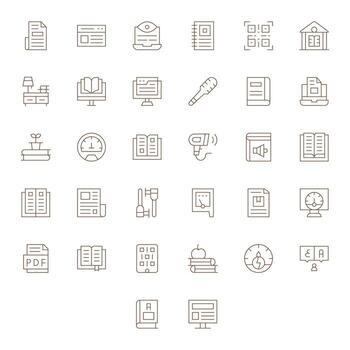 Reading Icon Collection with 32 High Resolution Thin Line Designs vector