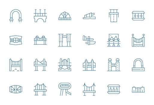 Bridge Icon Repository containing 24 Thin Line Retina Ready Detail Enhanced graphics vector
