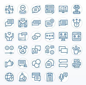 realimentación detalle mejorado conjunto con 35 alto resolución regular línea íconos vector