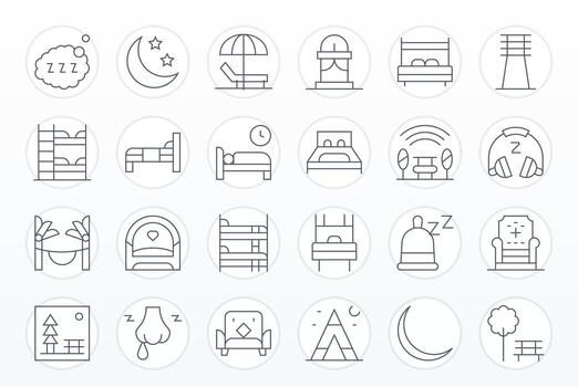 24 Pixel Optimized 128x128 Icons for Rest in elegant Thin Line design vector