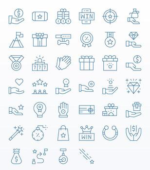 40 64x64 Icons for Reward in Editable Thin Line Format vector