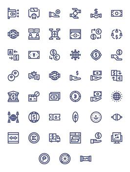 45 Icons for Exchange optimized in PIXEL Perfect High Resolution Bold Line resolution vector