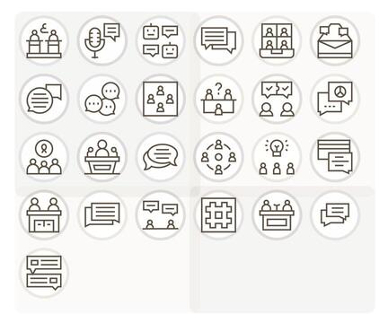 Discussion Scalable Set featuring 25 Pixel Aligned Regular Line 64x64 Icons vector