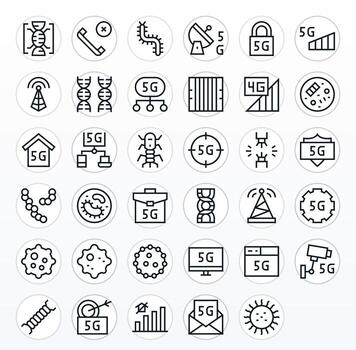 35 256x256 íconos para celular en detalle mejorado regular línea formato vector