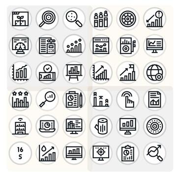 Metrics Icon Set with 36 Bold Line Retina Ready Editable Graphics vector
