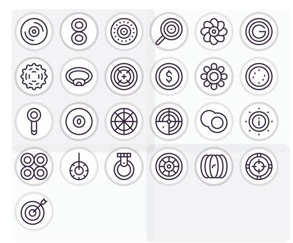 25 256x256 Grid Fitted Icons for Concentric in Regular Line Theme vector