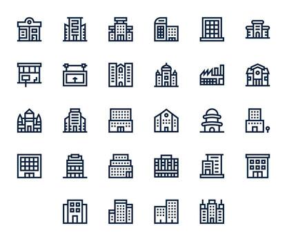 28 Display Perfect Bold Line Icons designed for Modern Building Interface vector
