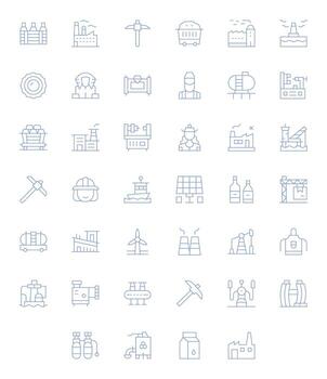 40 Delgado línea íconos diseñado para industria en alto resolución píxel alineado formato vector
