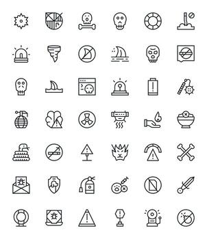 Danger Graphics Pack including 42 Regular Line High Resolution Editable Icons vector
