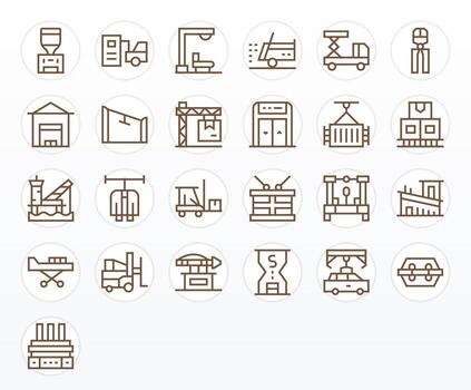 Regular Line Grid Fitted Icons from Unloading Set with 25 High Resolution Icons vector