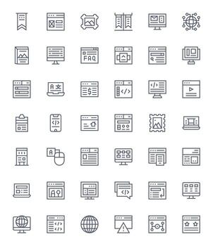 Webpage Professional Set with 42 Regular Line Detail Enhanced High Resolution Icons vector