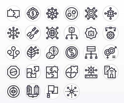 Integration Graphics Pack including 28 Bold Line High Resolution Display Perfect Icons vector