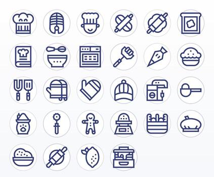 28 High Resolution Display Perfect Icons for Baking in Bold Line Theme vector