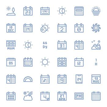 Day Comprehensive Bundle with 36 Pixel Optimized Bold Line 256x256 Icons vector