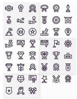logro icono conjunto con 45 negrita línea alto resolución píxel Perfecto gráficos vector