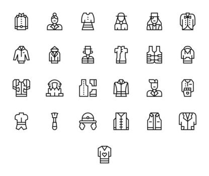 25 High Resolution Regular Line Icons optimized for Jacket PIXEL Perfect display vector