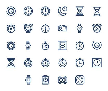 Chronometer Scalable Set featuring 28 Pixel Aligned Bold Line 128x128 Icons vector