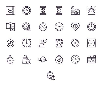 Regular Line Style Moment Icons with 25 High Resolution Display Perfect Designs vector