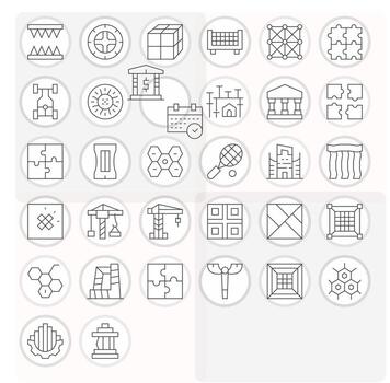 Framework Icon Collection with 32 High Resolution Thin Line Designs vector