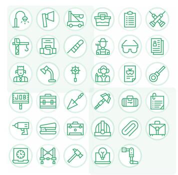 Work Ultimate Package with 35 High Resolution Regular Line Grid Fitted Icons vector