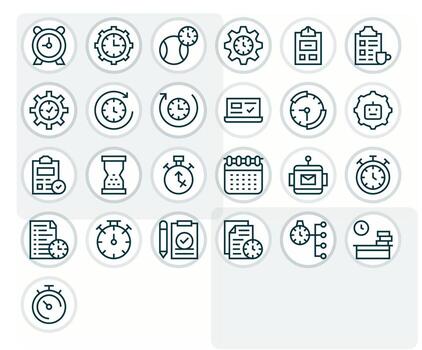 Task Management Icon Set with 25 Regular Line Retina Ready Grid Fitted Graphics vector