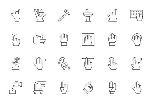 Tap Comprehensive Bundle with 24 Pixel Optimized Thin Line 128x128 Icons vector