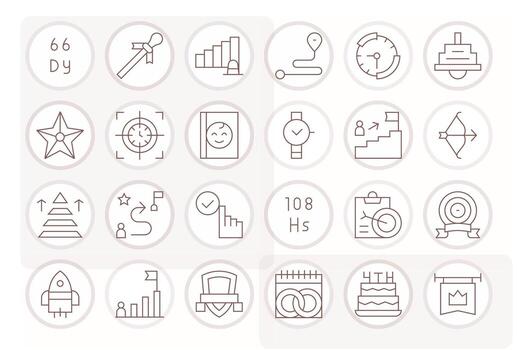 24 Thin Line Icons for Milestone in crisp High Resolution Grid Fitted resolution vector