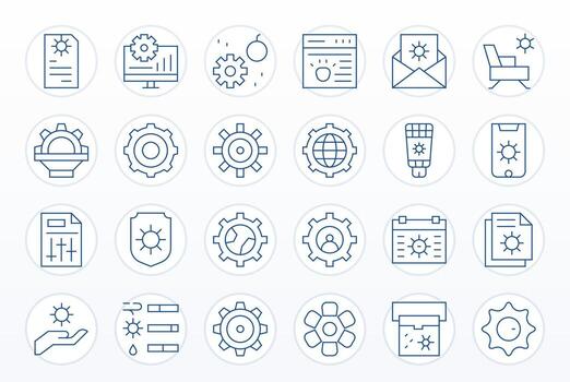 24 monitor Perfecto Delgado línea íconos diseñado para configurar interfaz vector