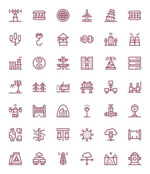 42 Pixel Aligned Regular Line Icons from Infrastructure Collection vector