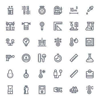 36 128x128 Bold Line Icons optimized for Measurement Display Perfect display vector