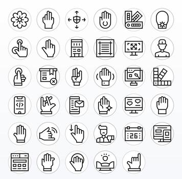 Ux Complete Package with 35 128x128 Regular Line Pixel Optimized Icons vector