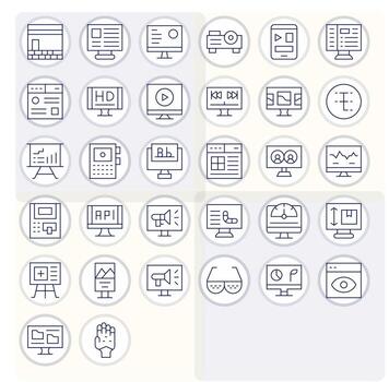 32 Thin Line Icons designed for Screen in Retina Ready Pixel Optimized format vector