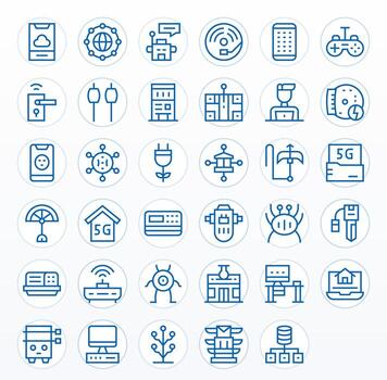 35 Regular Line Grid Fitted Icons crafted for Technology 256x256 applications vector