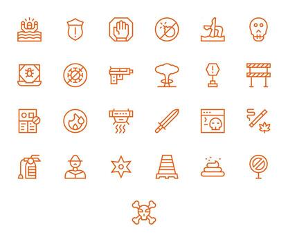 25 Icons for Danger optimized in Pixel Optimized 256x256 Regular Line resolution vector