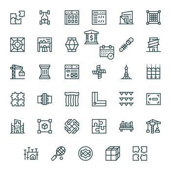 35 Regular Line Icons designed for Framework in High Resolution Detail Enhanced format vector