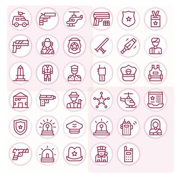 35 regular línea íconos diseñado para policía en alto resolución píxel alineado formato vector