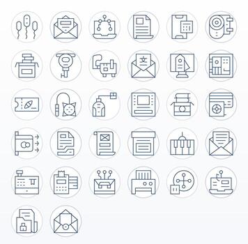 32 Icons for Electronic optimized in Grid Fitted 256x256 Thin Line resolution vector