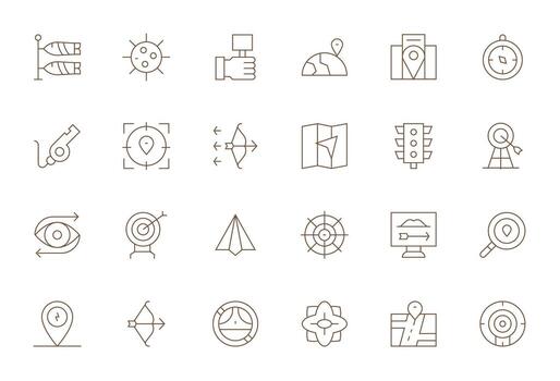 24 High Resolution Icons for Direction in Pixel Optimized Thin Line Format vector