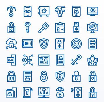 36 Icons for Password optimized in PIXEL Perfect 64x64 Bold Line resolution vector