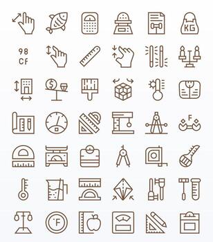 Scale Icon Toolkit featuring 42 Pixel Optimized High Resolution Regular Line elements vector