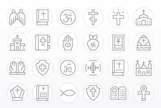 Divine Exclusive Set featuring 24 Thin Line Pixel Optimized High Resolution Icons vector