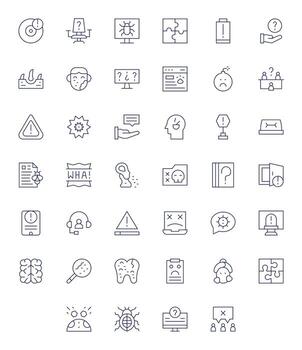 Problem Premium Bundle with 40 High Resolution Pixel Aligned Thin Line Icons vector