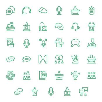 35 256x256 Regular Line Icons optimized for Talk Pixel Aligned display vector