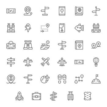 35 Display Perfect Regular Line Icons designed for Journey Interface vector