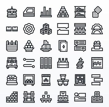 Stacked Visual Pack containing 36 Bold Line Pixel Optimized Icons vector