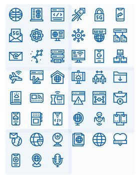 Internet Design Icons featuring 45 Pixel Aligned Bold Line Style vector