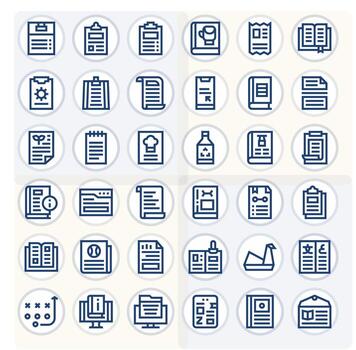 36 Icons for Instructions optimized in Display Perfect 64x64 Bold Line resolution vector